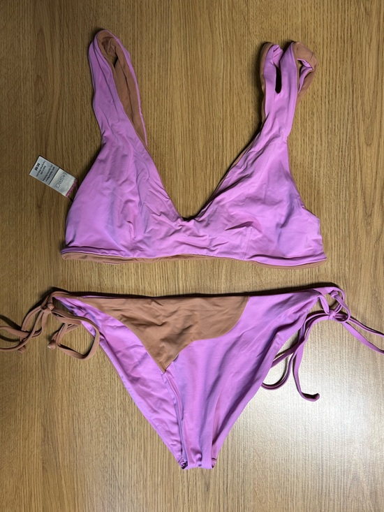 l*space Other - l*space Pink and Tan Reversible Tie-Side Bikini